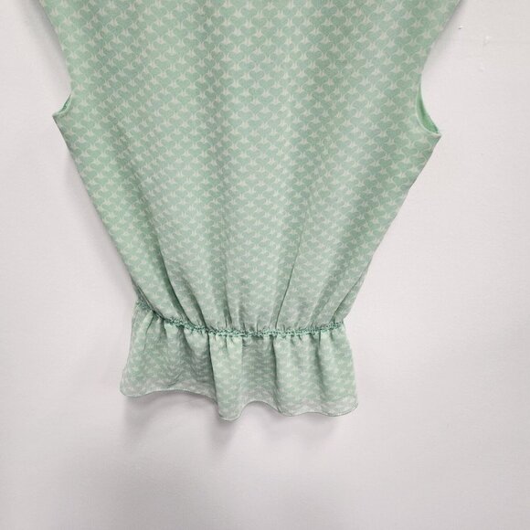 Max Studio Womens Fair Sleeveless Top Large Mint Green Textured Bow Tie Cottage - Picture 8 of 8